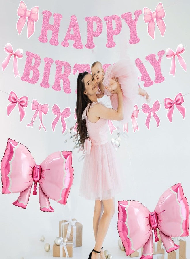 Tagberoy Pink Bow Birthday Decorations - Happy Birthday Banner, Balloons for Coquette Party - Image 5